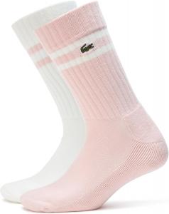 Lacestone Unisex ребристые хлопковые носки Lacoste, Light Pink/White