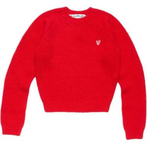 Свитер с вышивкой сердцем и рукавом реглан Acne Studios, ярко-красный