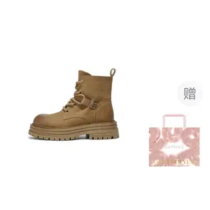 DAPHNE Женские мартинсы 13 см с подкладкой 5 см в цвете флис браун (с подарком), цвет Fleece Brown (Gift Included)