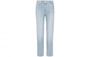Джинсы с монограммой по всей поверхности BALMAIN, светло-голубой