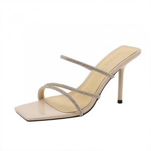 Резиновые тапочки-слайды женские телесного цвета CAOT, Nude 6Cm