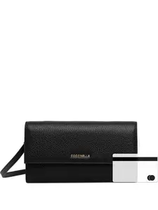 Кожаный кошелек со съемным ремешком Coccinelle, черный