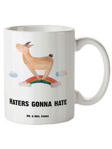 Кружка XL Лама Радуга с надписью на белом фоне Mr. & Mrs. Panda