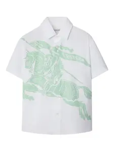 Рубашка из эластичного хлопка Burberry Kids, белый