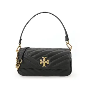 Кира Стеганая Кожаная Сумка-Багет Под Мышку, Женская Чёрная Сумка Через Плечо TORY BURCH
