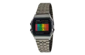 CASIO Мужские часы Retrofit Series с кварцевым механизмом, стальной браслет, черный циферблат