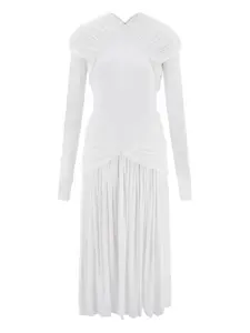 Платье с длинными рукавами и сборками Ferragamo, белый