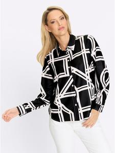 Блузка с принтом черного и экрю цвета Heine