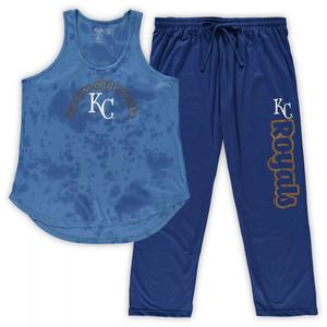 Женский комплект для сна из джерси большого размера Concepts Sport Royal Kansas City Royals, майка и брюки для сна