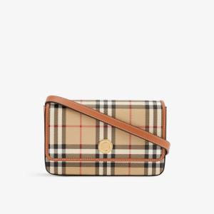 Сумка на плечо из ткани и кожи в клетку Hampshire Burberry, бежевый