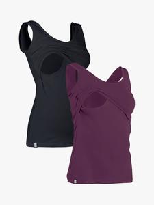 Верх жилета для беременных с откидным клапаном из органической хлопчатобумажной смеси Bshirt, цвет Black/Plum