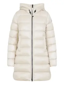 Стеганое пальто с капюшоном MONCLER, белый