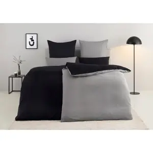 Двустороннее постельное белье мой дом «DESNER2», премиум качества, очень мягкое, однотонное, размером 135х200 см My Home, черный/светло-серый