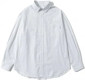 Хлопковая рубашка в полоску с длинными рукавами и свободным воротником CGTENBS