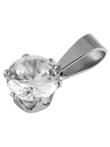 Adeliás Женский кулон из нержавеющей стали с кубическим цирконием в серебряной оправе