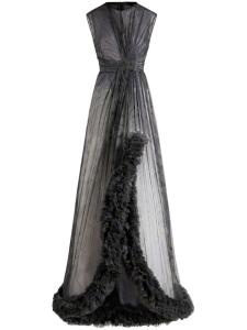 ETRO шелковое платье со сборками и принтом, черный