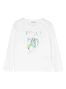 Футболка с длинными рукавами и логотипом PUCCI Junior, белый
