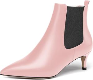 Женские повседневные ботильоны WAYDERNS с острым носком, на низком каблуке 2 дюйма, кожаные с пряжкой, Black Pink