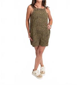 LE LIS Комбинезон с анималистическим принтом и бантом на спине, коричневый и черный