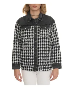 Блузка-Жакет в клетку «гусиная лапка» с джинсовыми деталями Liu Jo, черный