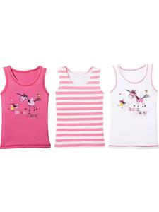 Erwin Müller Хлопковая трикотажная майка для девочек, комплект из 3 штук, розово-белая