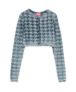 Укороченный пуловер в синюю клетку «гусиная лапка» Diesel, синий