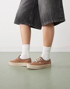 Замшевые кроссовки Vans Authentic средне-коричневого цвета с креповой подошвой