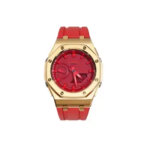 CASIO Часы Unisex 44mm Red Watch, Offshore Gold Case Red Strap