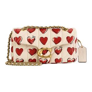 COACH Таби Кожаная Сумка Через Плечо Маленькая Женская Мел Белый и Красный