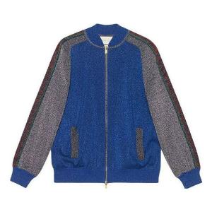 Куртка wool lam bomber jacket 'blue red multicolor' Gucci, синий