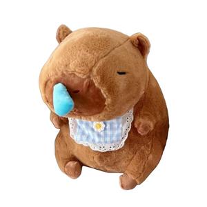 Шнурок с подтяжкой, слюнявчик для плюшевой куклы Snotty Capybara высотой 25 см Fox fairy, Runny Kapibala (Saliva Pocket) 45Cm