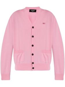 Dsquared2 кардиган с V-образным вырезом и нашивкой-логотипом, розовый