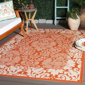 Ковер SAFAVIEH, 201 x 290 см, Washable Rug Outdoor Courtyard Collection - , Terracotta & Natural, не линяет и легко чистится, идеален для патио, заднего двора, прихожей (CY2727-3202)