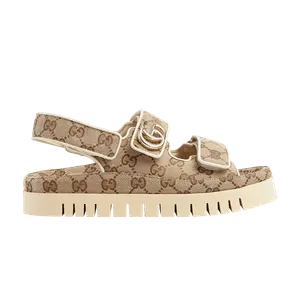 Кроссовки Gucci Wmns Sandal 'GG Canvas - Beige Dark Brown', желто-коричневый
