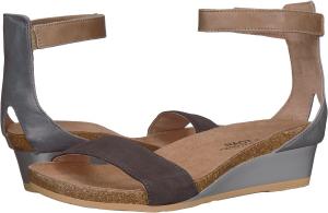 Босоножки Pixie Naot, цвет Oily Black Suede/Vintage Slate Leather/Khaki Beige Leather