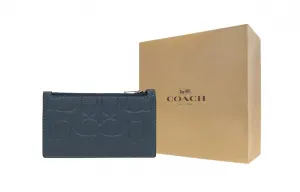 COACH Кожаный картхолдер мини для женщин в темном дениме