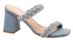 Женские сандалии French Kiss на каблуке в синем дениме Corkys Footwear