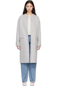 Loulou De Saison Серое пальто из кашемира и шерсти керри овальной формы
