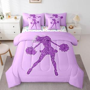 Erosebridal Комплект постельного белья Cheerleader для любителей спорта с блестками и пайетками, фиолетовый, Purple