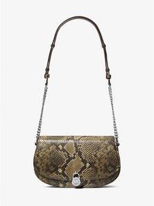 Средняя сумка-почтальон Mila с тиснением под змеиную кожу Michael Kors, зеленый