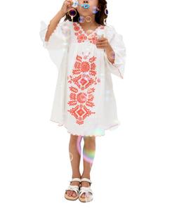 Платье Arabella с V-образным вырезом и вышивкой Raffya Kids, White