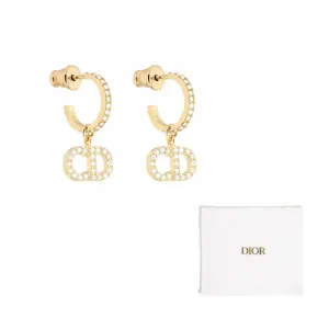 DIOR Серьги Metallic White Crystal Women's Gold