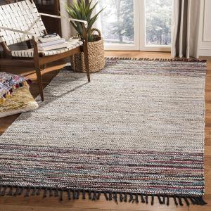 Ковер SAFAVIEH, 153 x 244 см, Vintage Leather Collection, бежевый и разноцветный, ручной работы бохо с бахромой из кожи и хлопка, идеально подходит для помещений с высокой проходимостью в гостиной, спальне (VTL202H)