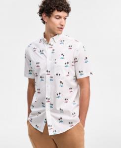 Мужская хлопковая поплиновая рубашка цвета гавана на пуговицах, эксклюзивно для Macy's Club Room, Winter White