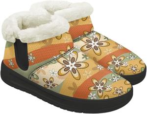 Женские зимние ботинки: теплые, комфортные, с нескользящей подошвой, короткие ботильоны для улицы Gdxynsmny, Floral