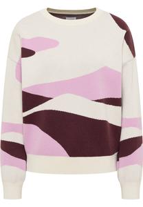 MUSTANG Свитер 'Style Donna' в бежевом и фиолетовом цветах