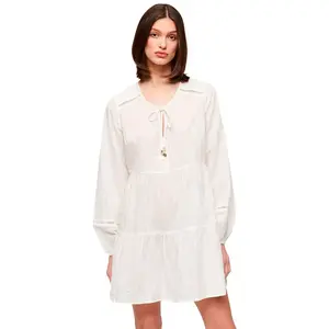 Рубашка с длинным рукавом Superdry Ibiza Tiered Lurex Mini, бежевый