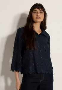 Укороченная блузка на пуговицах с аппликацией в виде цветов Apricot, Navy