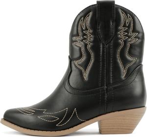 Женские ковбойские ботинки Soda Cowgirl, ковбойские вестерн-ботинки, с остроконечным носком, короткие ботинки, модель Rigging-S (доступна широкая полнота), Schwarzes Geflecht Aus Pu