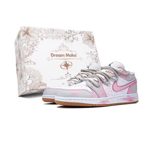 Баскетбольные кроссовки Air 1 для детей начальной школы Jordan, серый/розовый